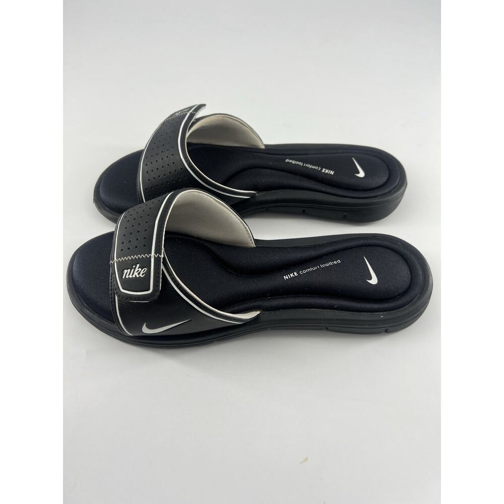 Nike Sandals Womens 12 Black Comfort Footbed Adjustable Slide Cushioned Shoes